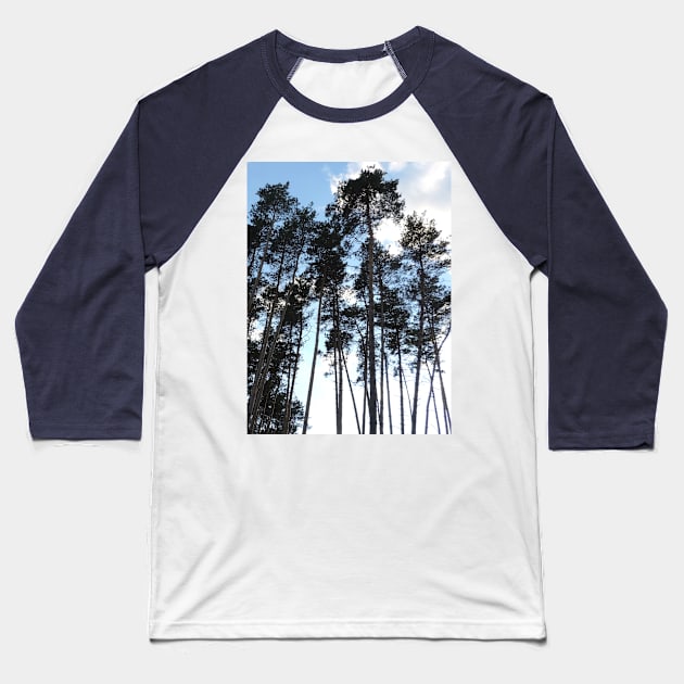 Pine Tree Silhouette Baseball T-Shirt by SPACE ART & NATURE SHIRTS 